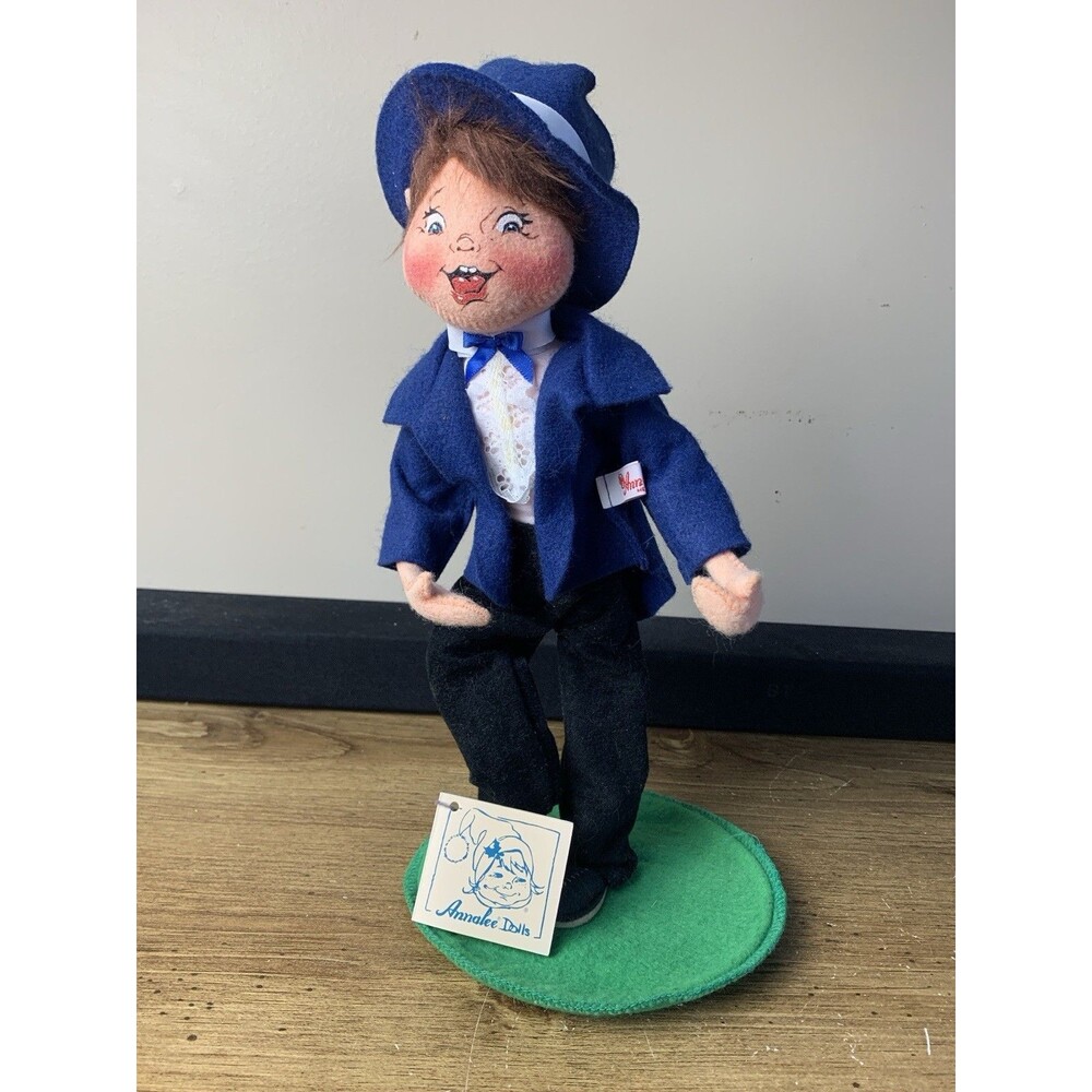 Annalee 13" Jack Suit Bow Tie 1999 Boy Man Blue Top Hat Posable Plush Figure